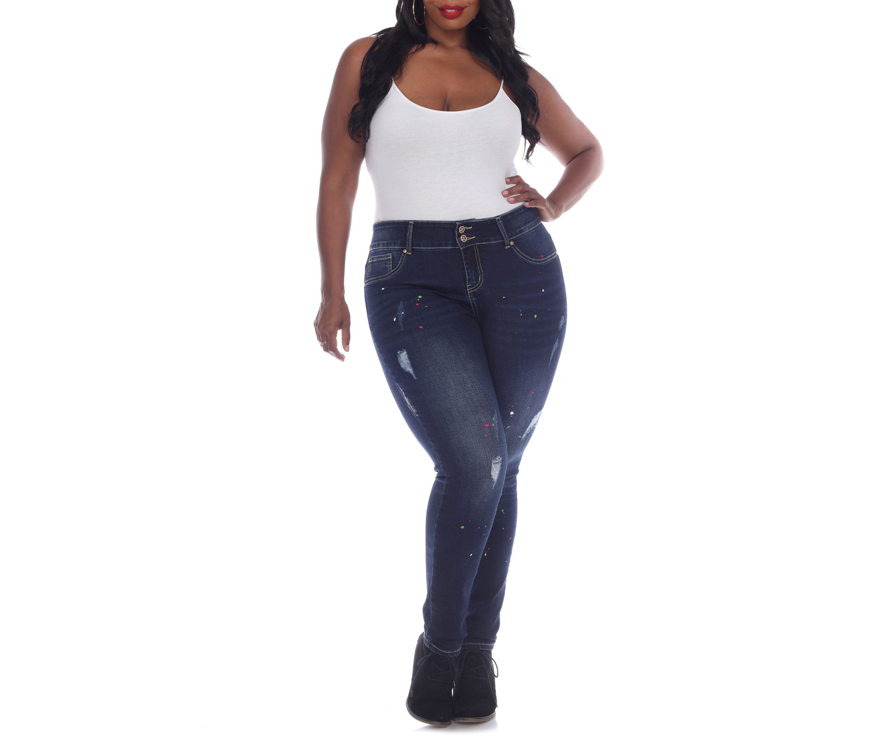 Plus Size Paint effect Denim Jeans