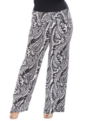 White Mark Women's Plus Size Fashion Palazzo Pants, 3X