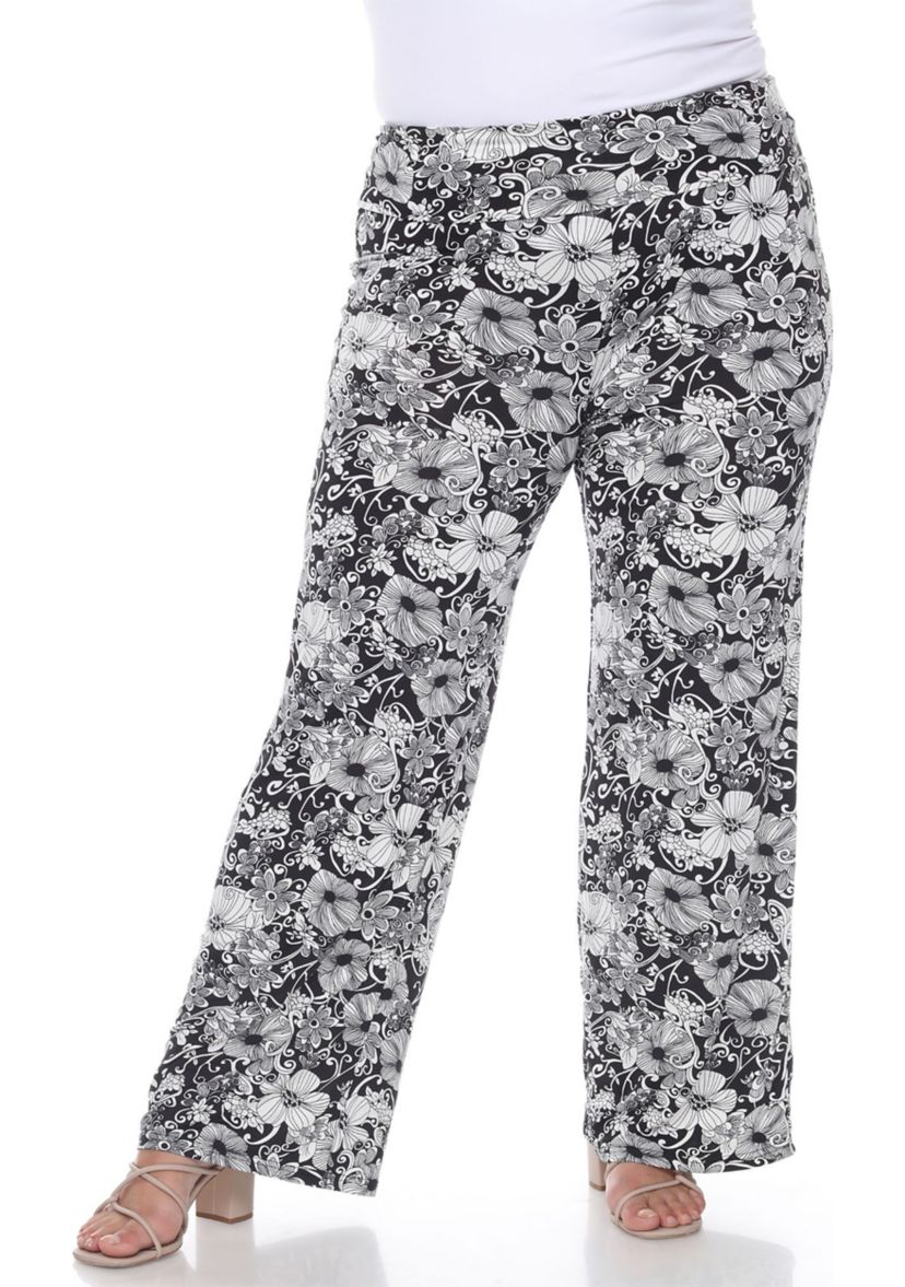 Plus Size Floral Paisley Palazzo Pants