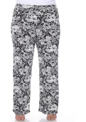 Plus Floral Paisley Palazzo Pants