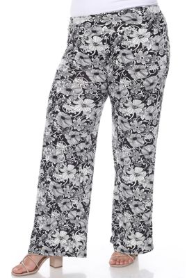 Plus Floral Paisley Palazzo Pants