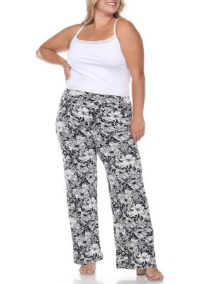 Plus Floral Paisley Palazzo Pants