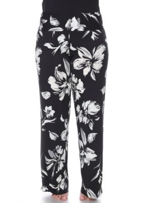 White Mark Plus Size Flower Floral Print Palazzo Pants | belk