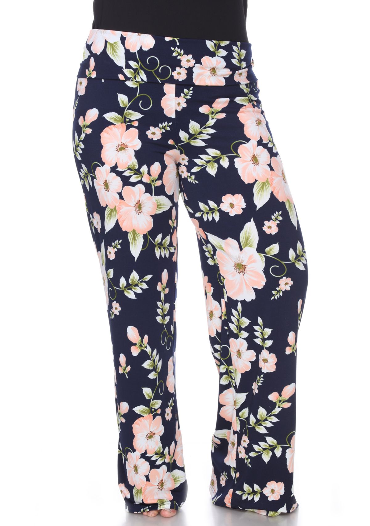  Plus Size Flower Floral Print Palazzo Pants