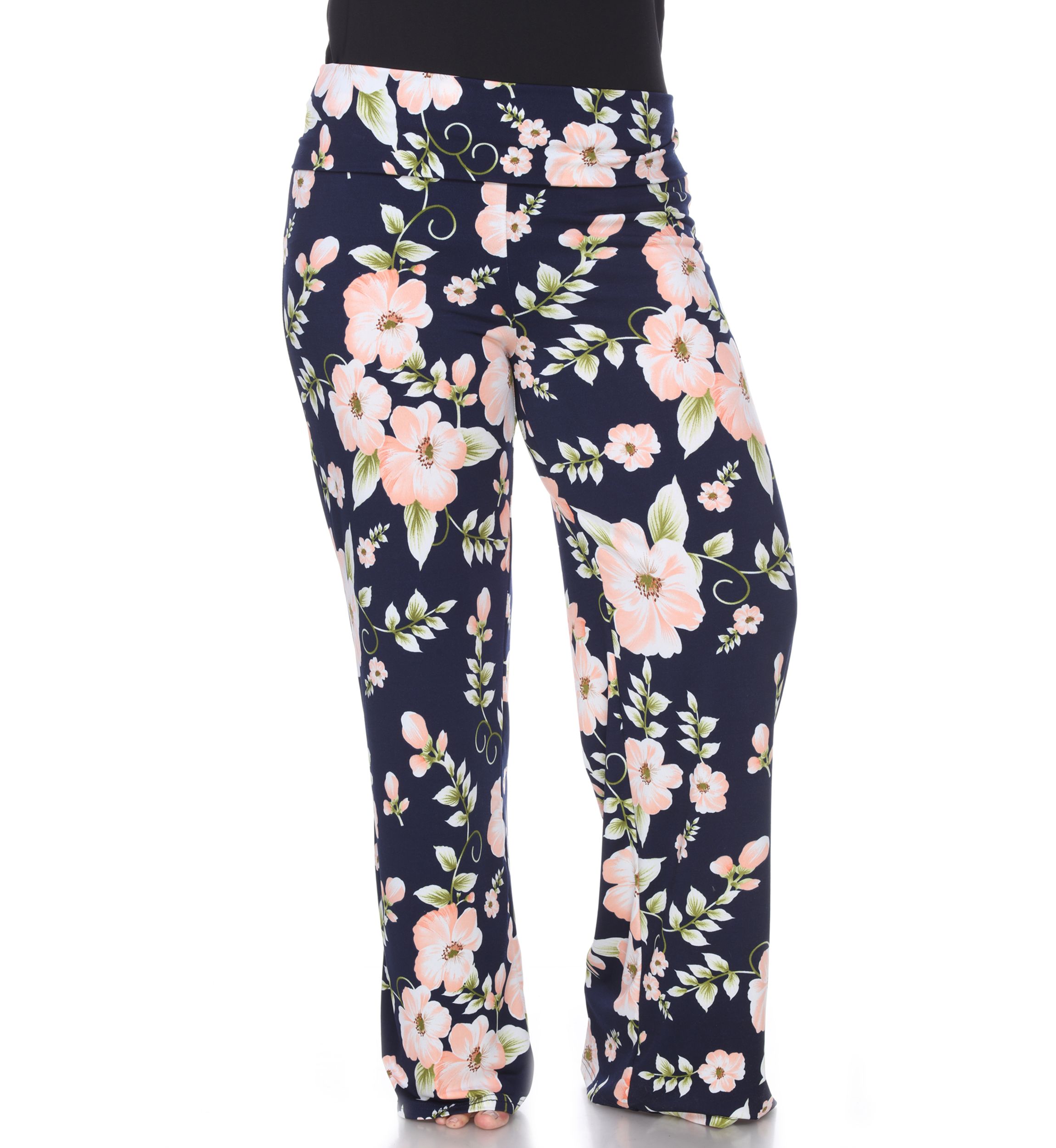  Plus Size Flower Floral Print Palazzo Pants