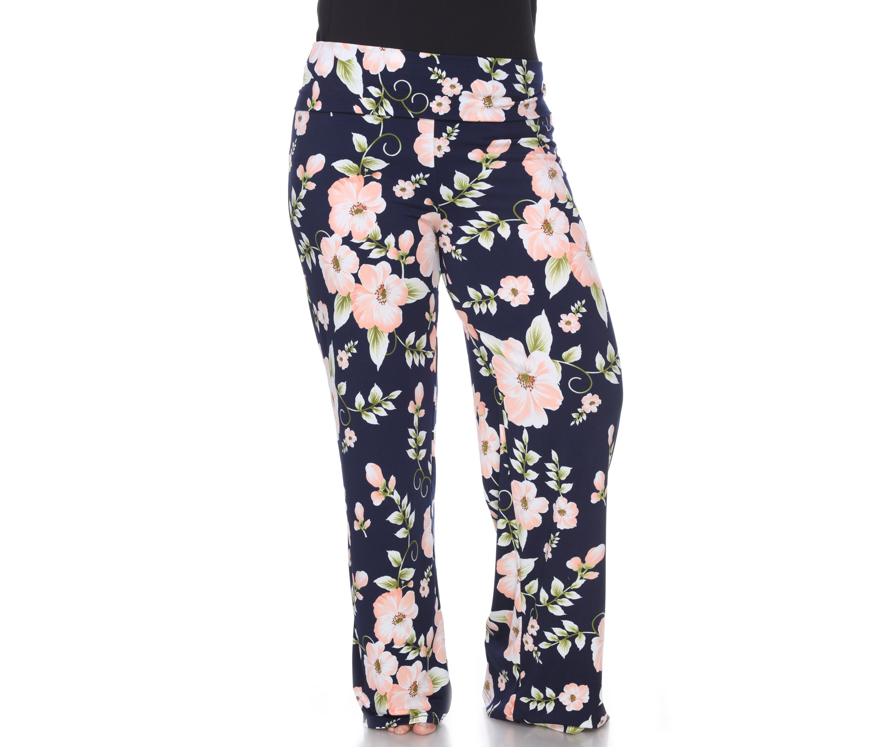  Plus Size Flower Floral Print Palazzo Pants