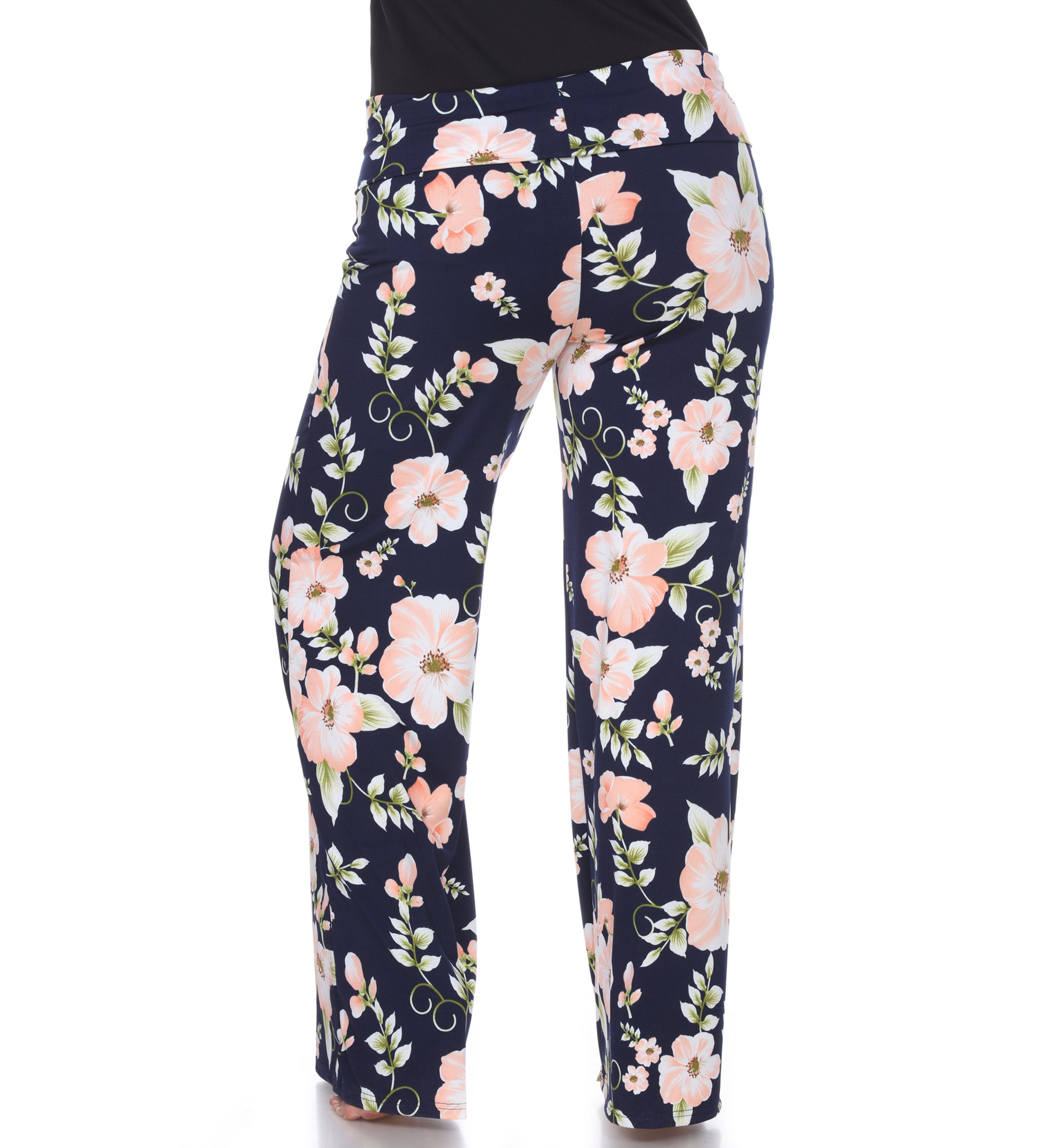  Plus Size Flower Floral Print Palazzo Pants