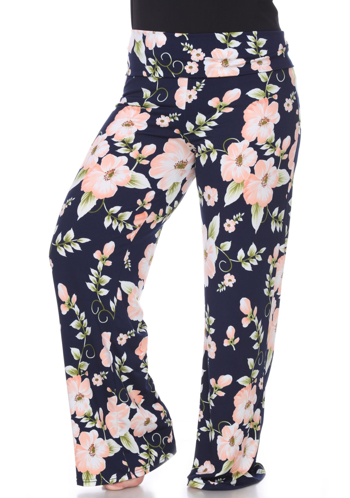  Plus Size Flower Floral Print Palazzo Pants