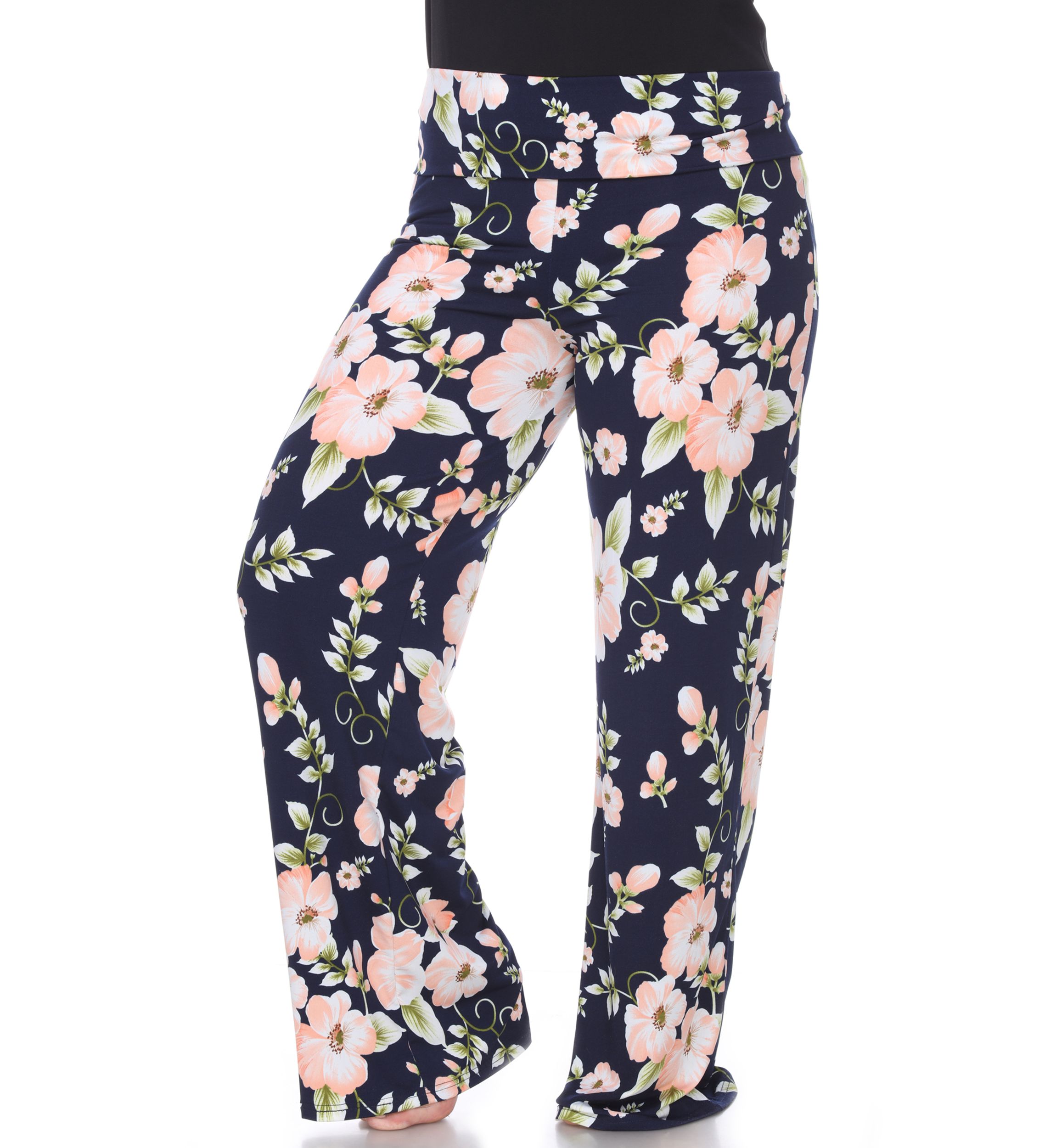  Plus Size Flower Floral Print Palazzo Pants