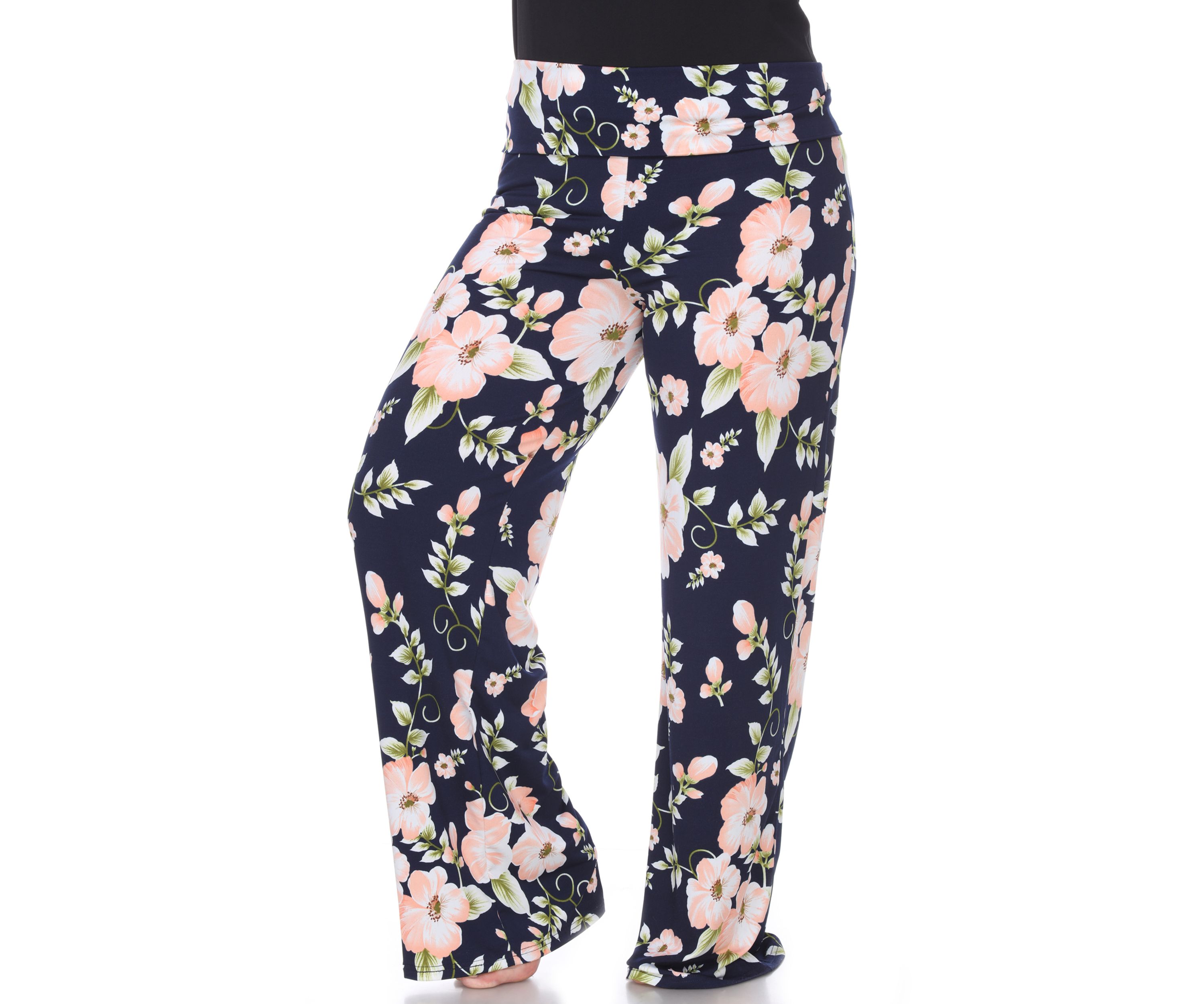  Plus Size Flower Floral Print Palazzo Pants