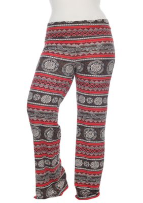 White Mark Women's Plus Size Printed Palazzo Pants