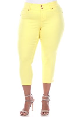 White Mark Women's Plus Size Capri Jeans, Yellow, 22