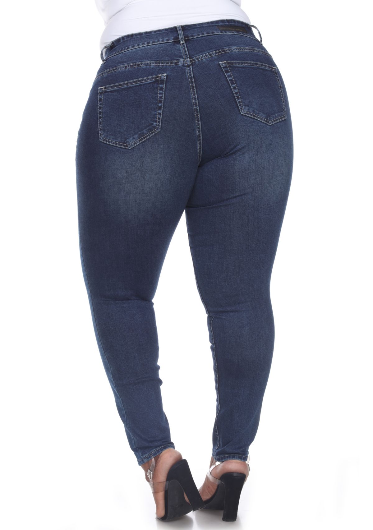  Plus Size Denim Leopard Panel Jeans 