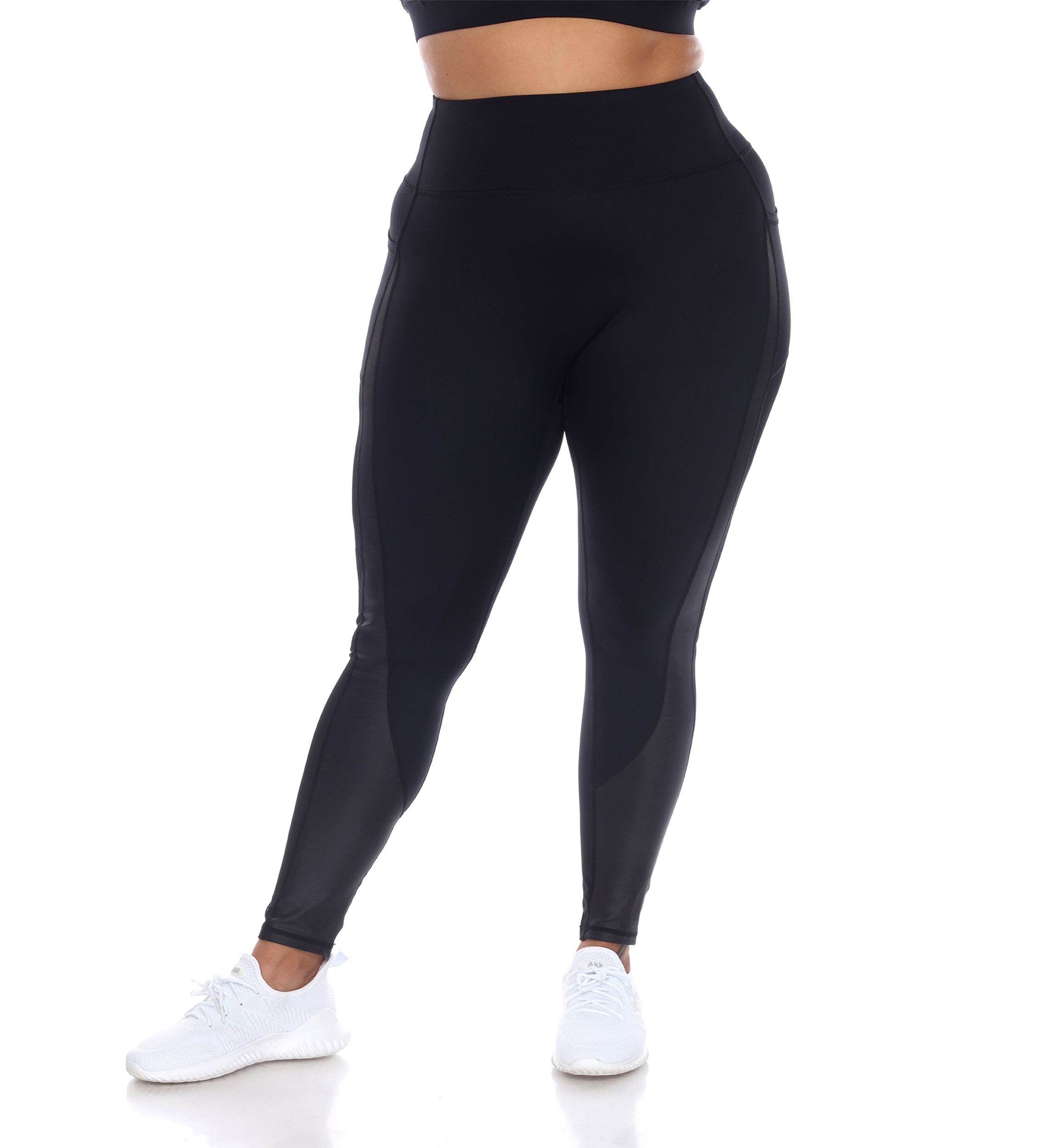 Plus Size High-Waist Mesh Fitness Leggings