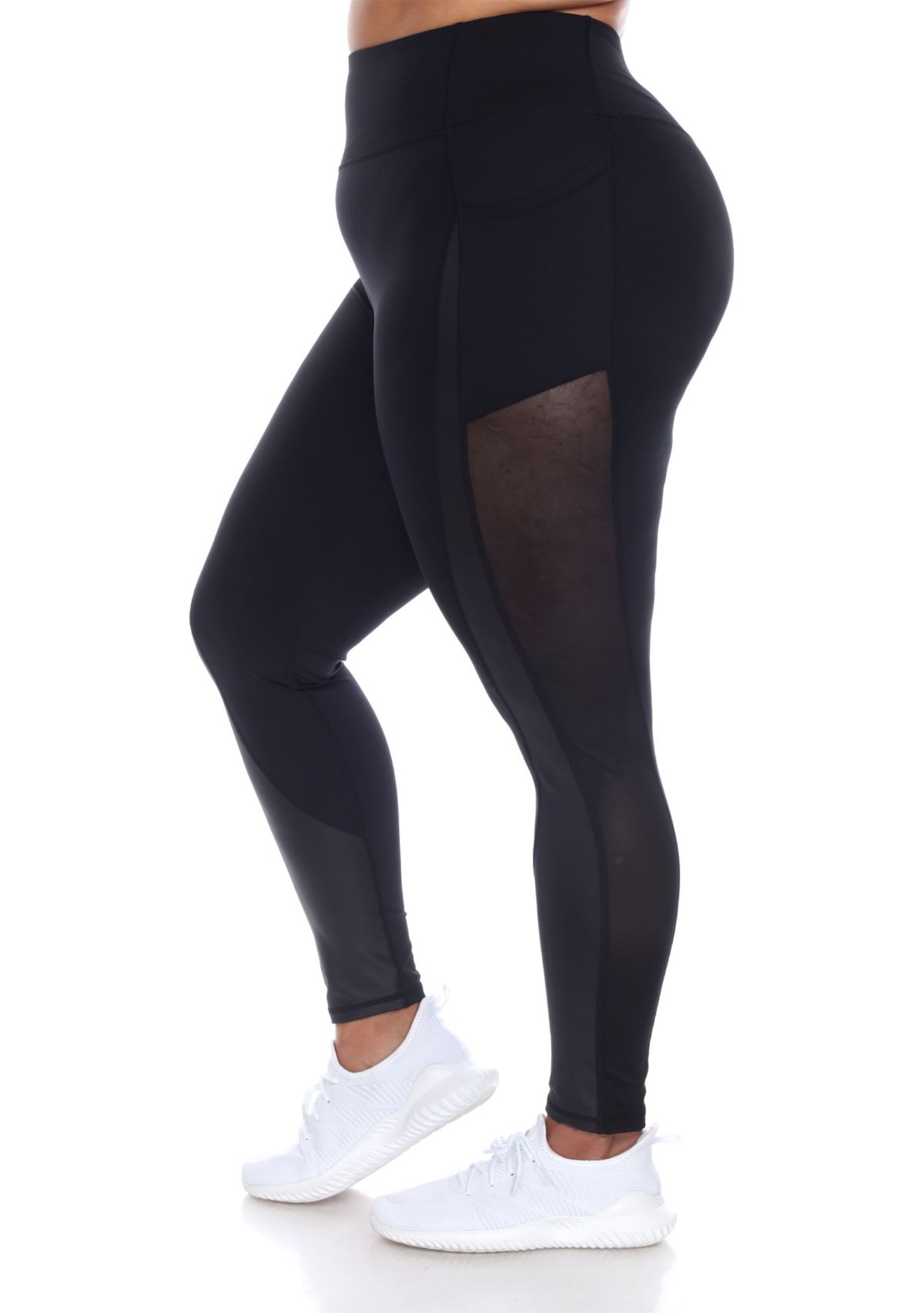 Plus Size High-Waist Mesh Fitness Leggings