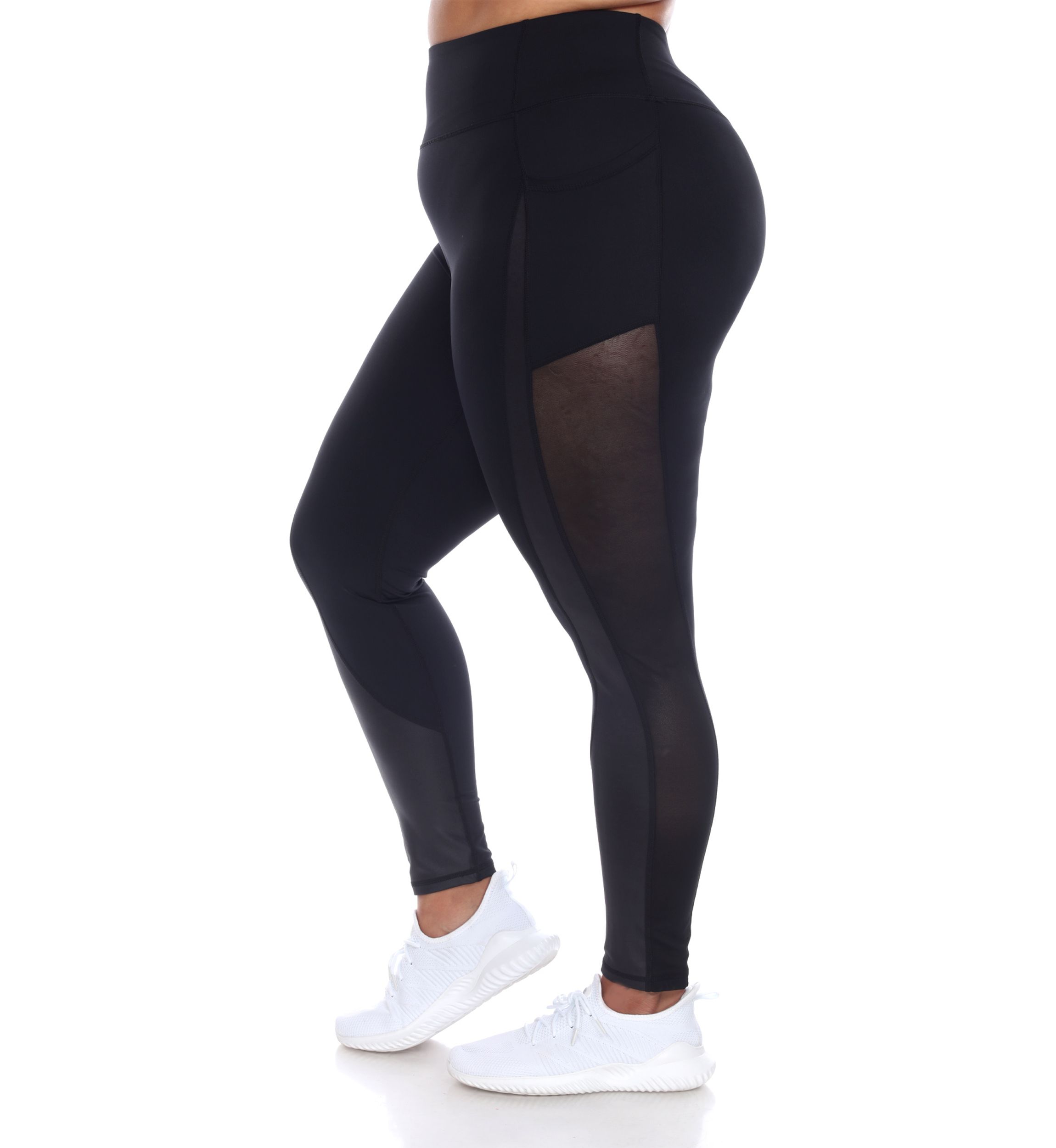 Plus Size High-Waist Mesh Fitness Leggings