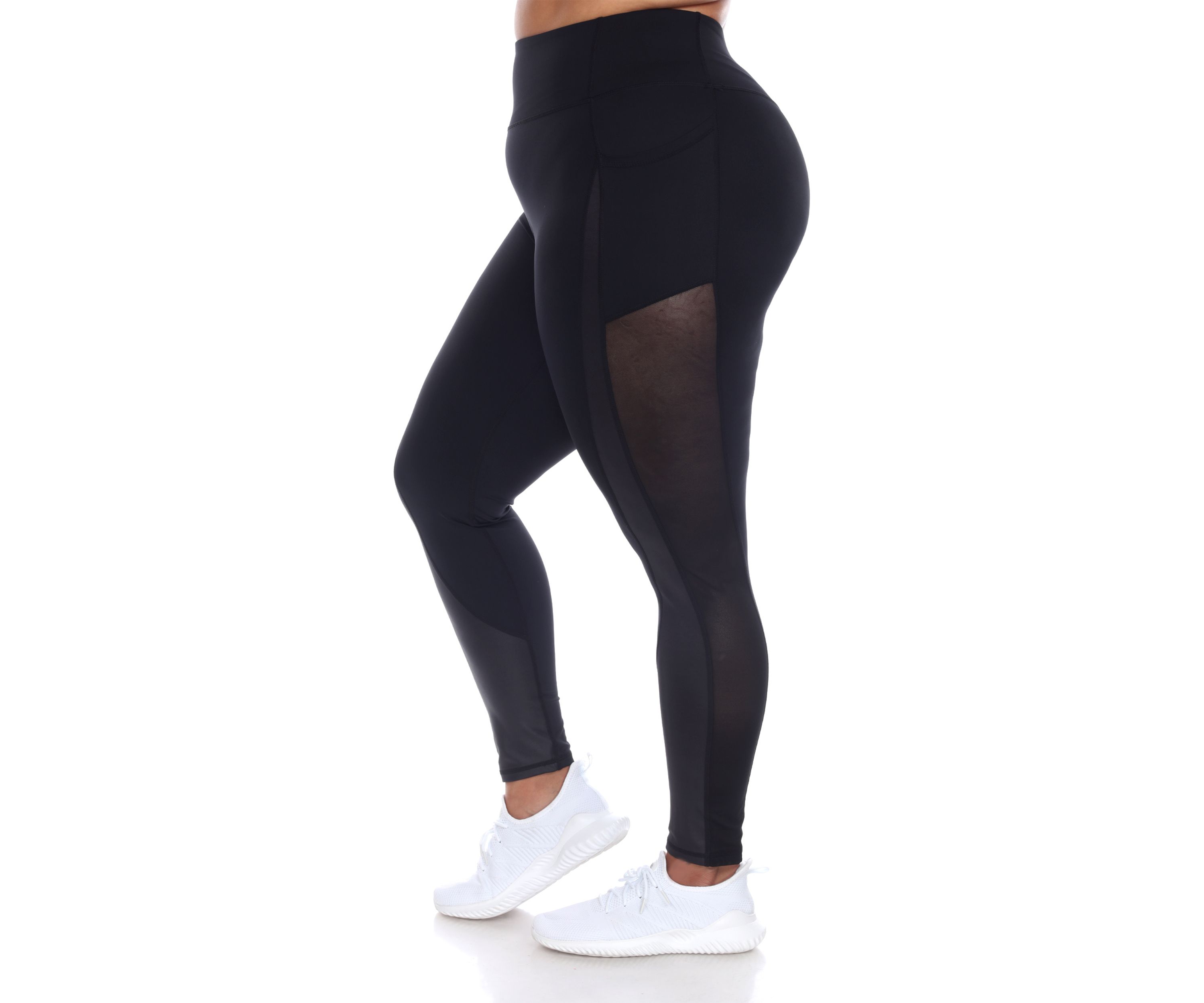 Plus Size High-Waist Mesh Fitness Leggings