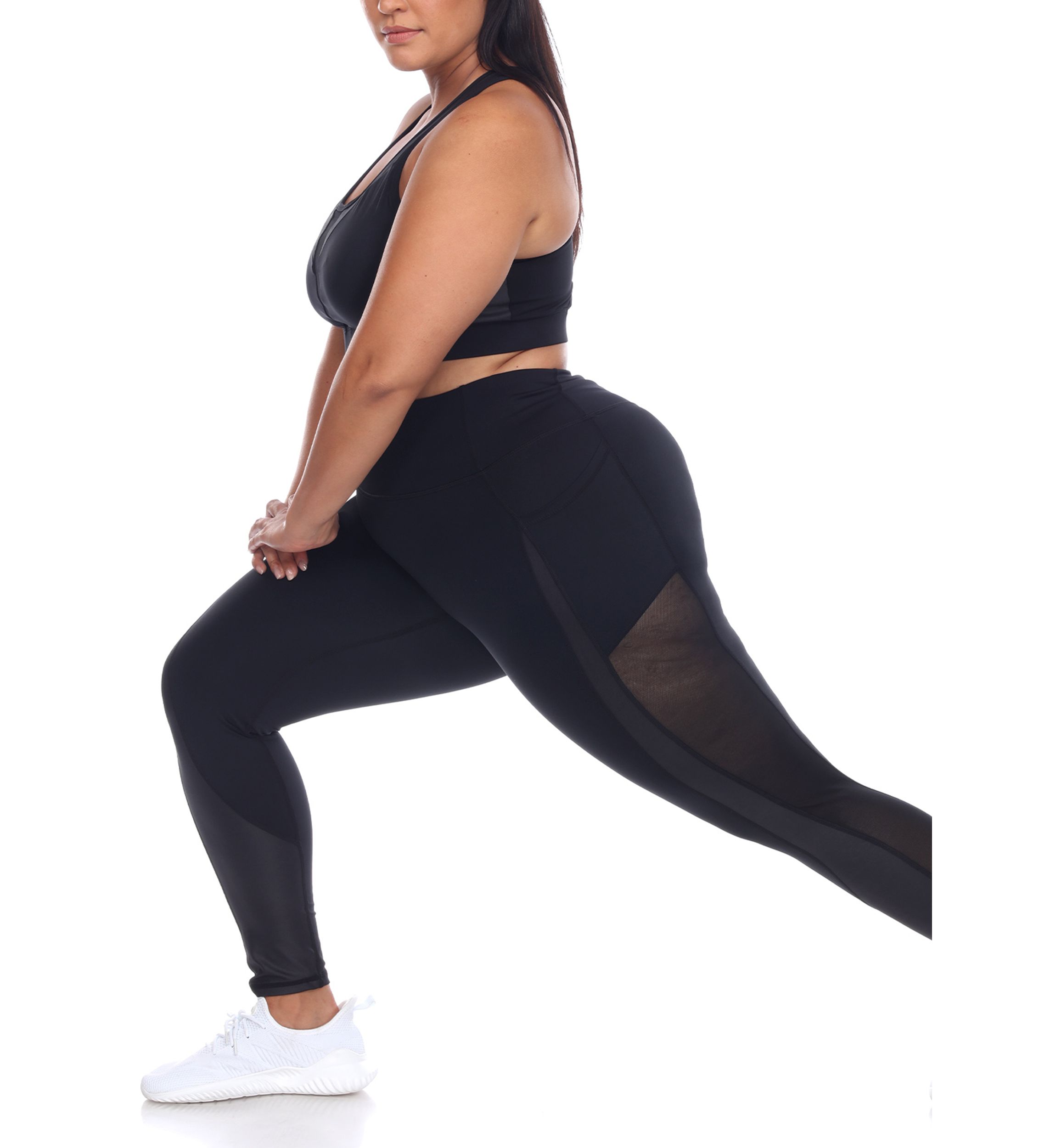Plus Size High-Waist Mesh Fitness Leggings