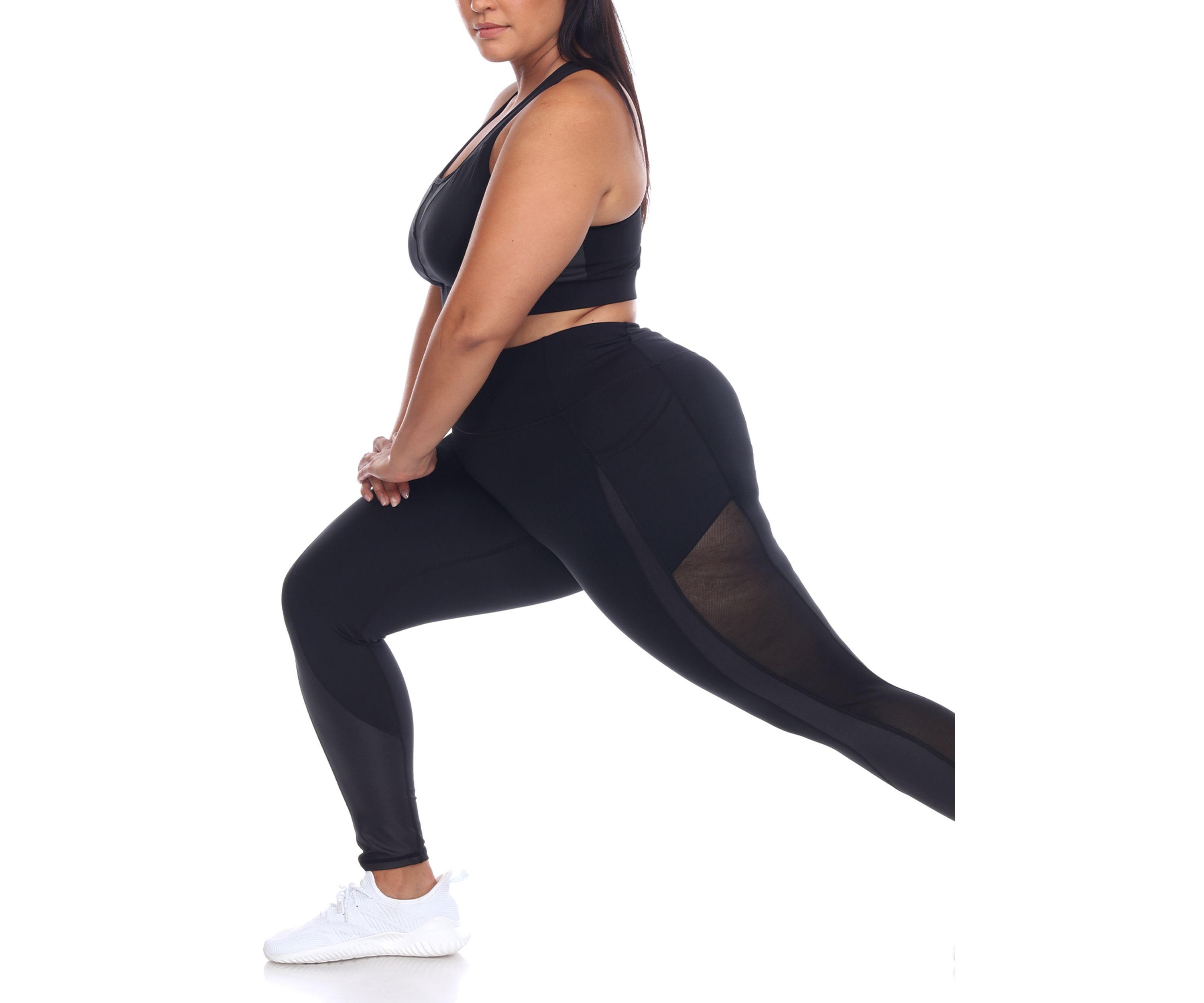 Plus Size High-Waist Mesh Fitness Leggings