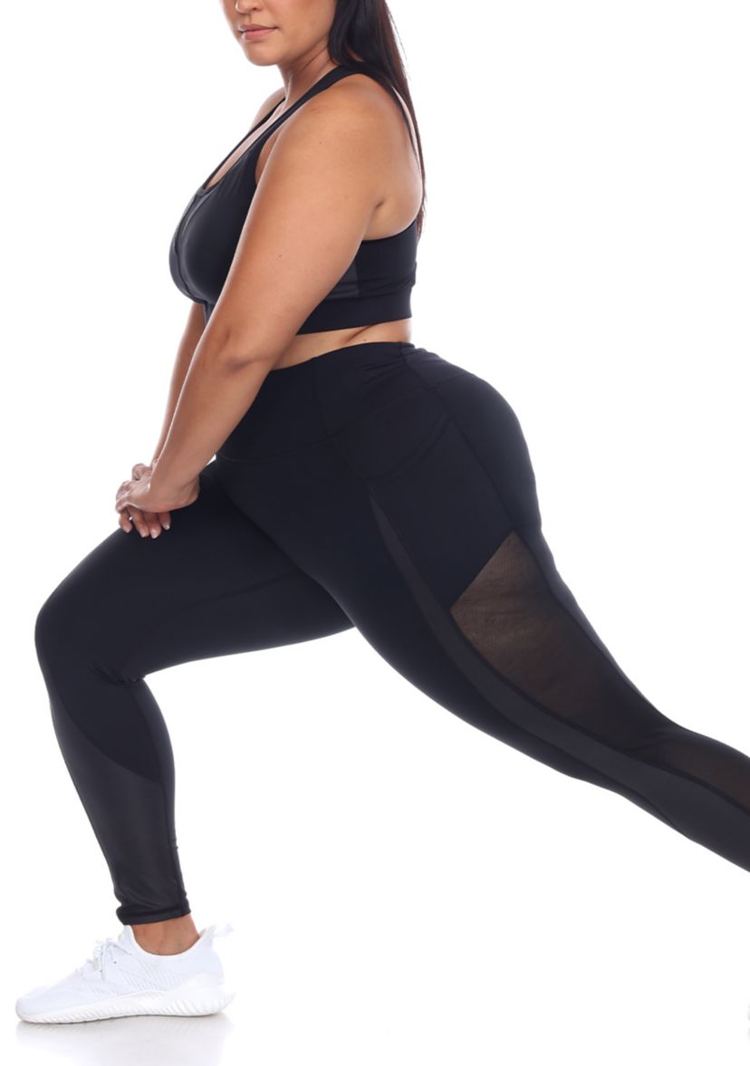 Plus Size High-Waist Mesh Fitness Leggings