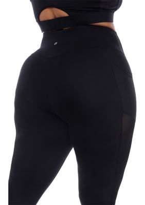 Plus High-Waist Mesh Fitness Leggings