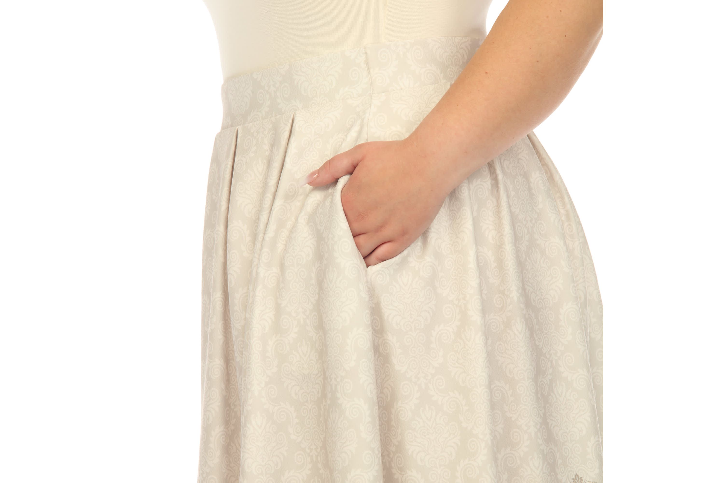 Plus Size Floral Border Print Flared Skirt