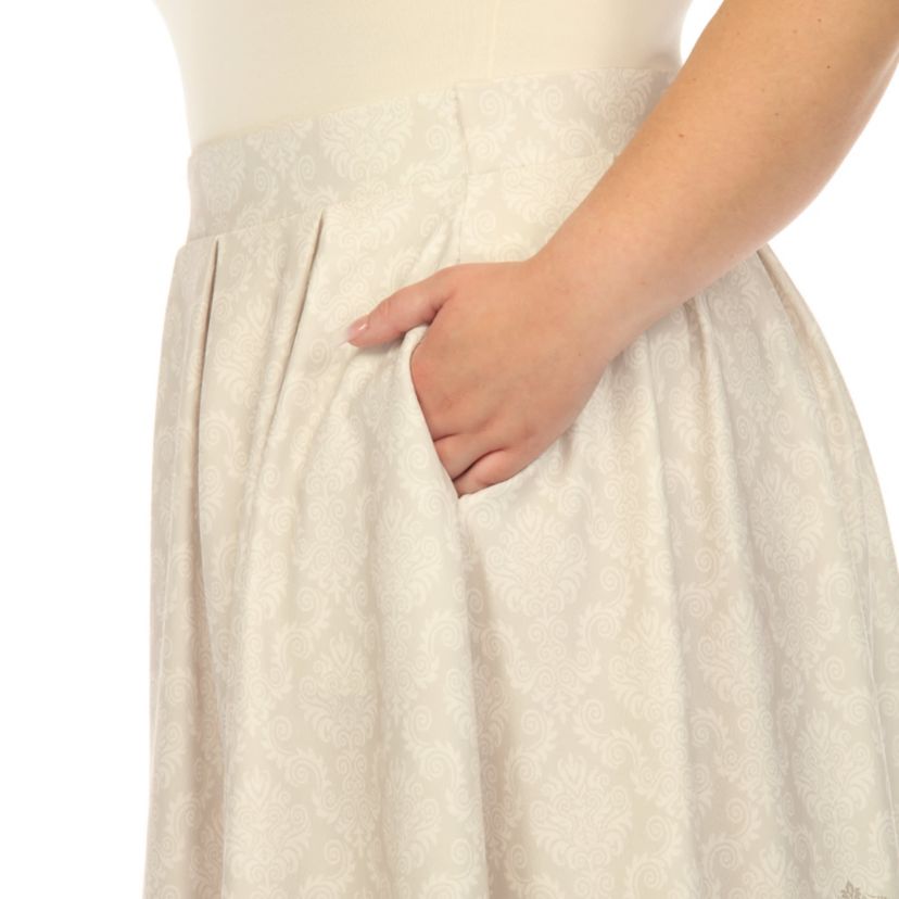 Plus Size Floral Border Print Flared Skirt