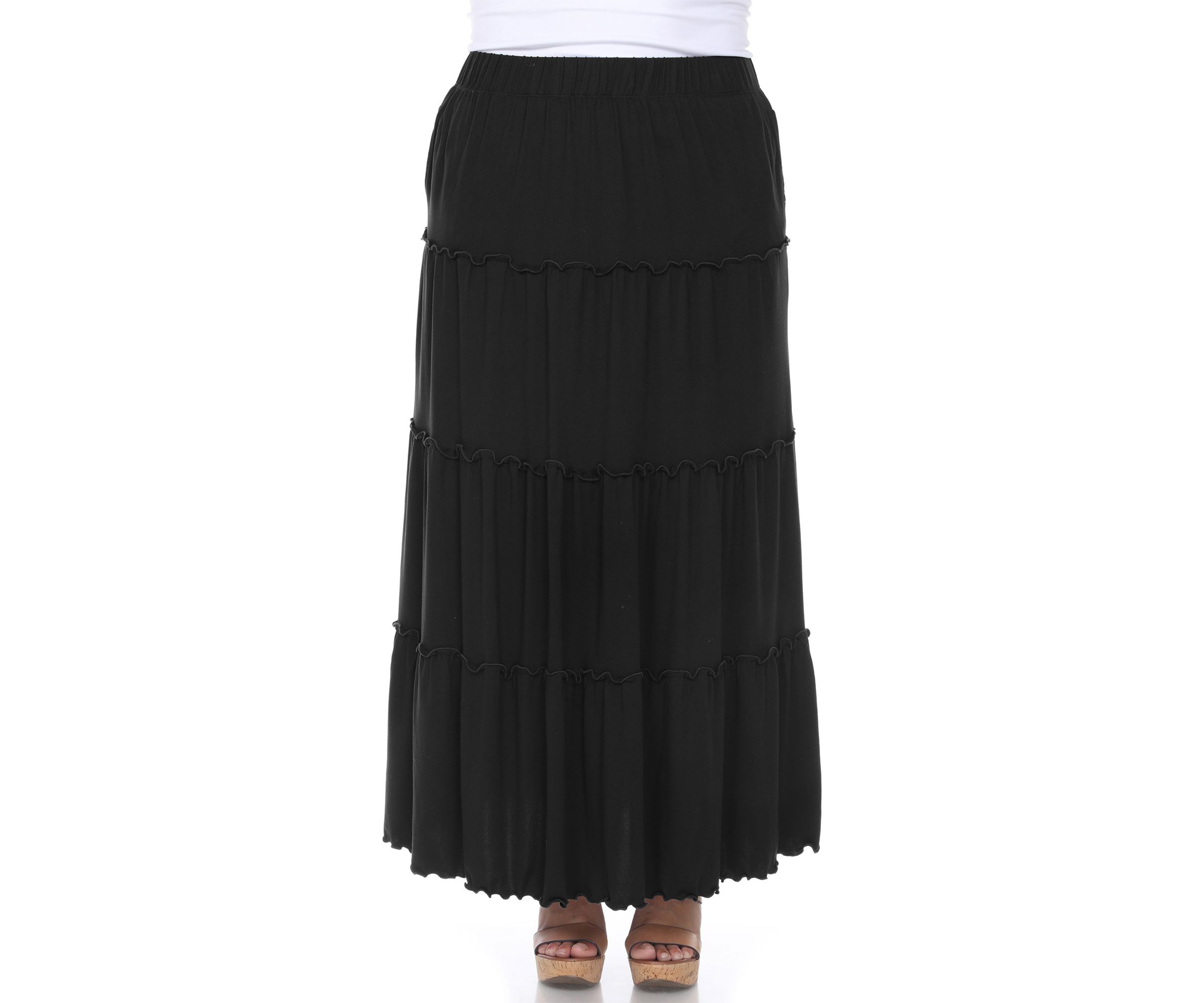 Plus Size Tiered Maxi Skirt
