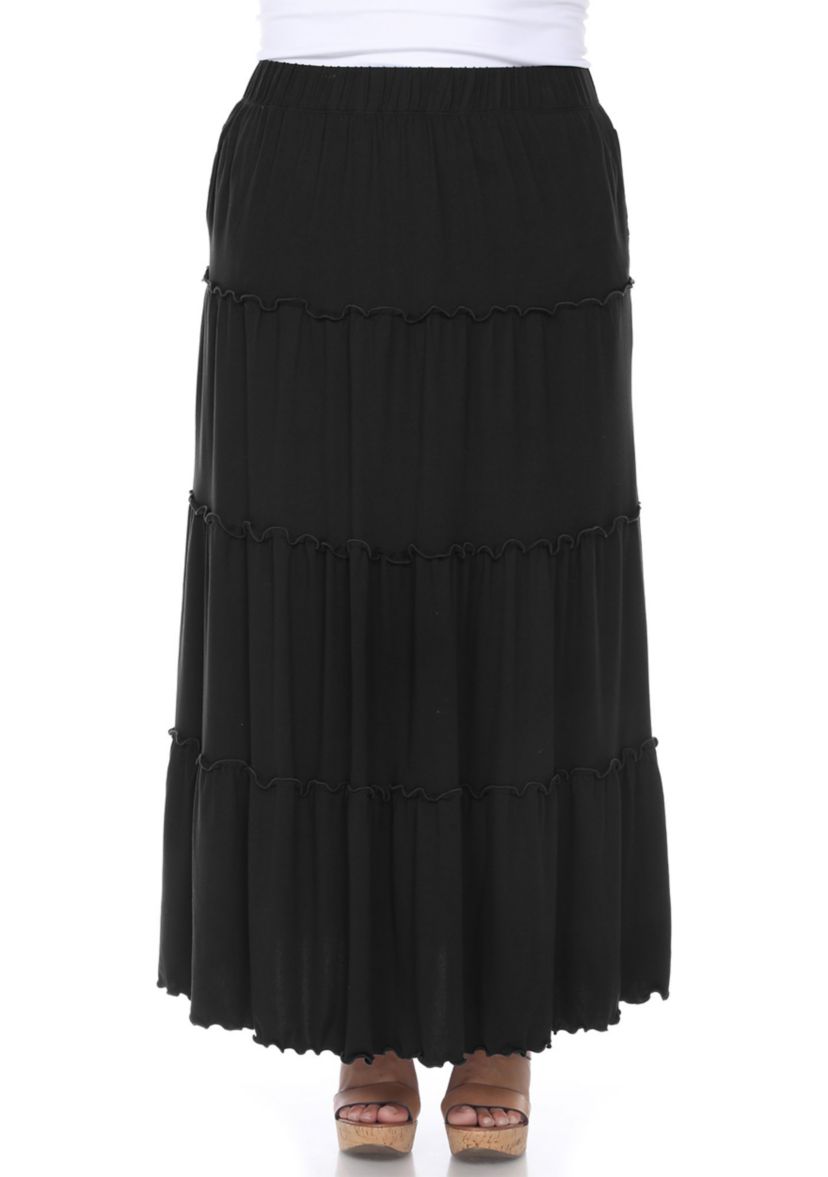 Plus Size Tiered Maxi Skirt