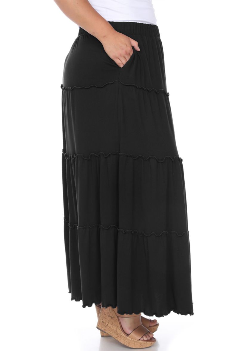 Plus Size Tiered Maxi Skirt