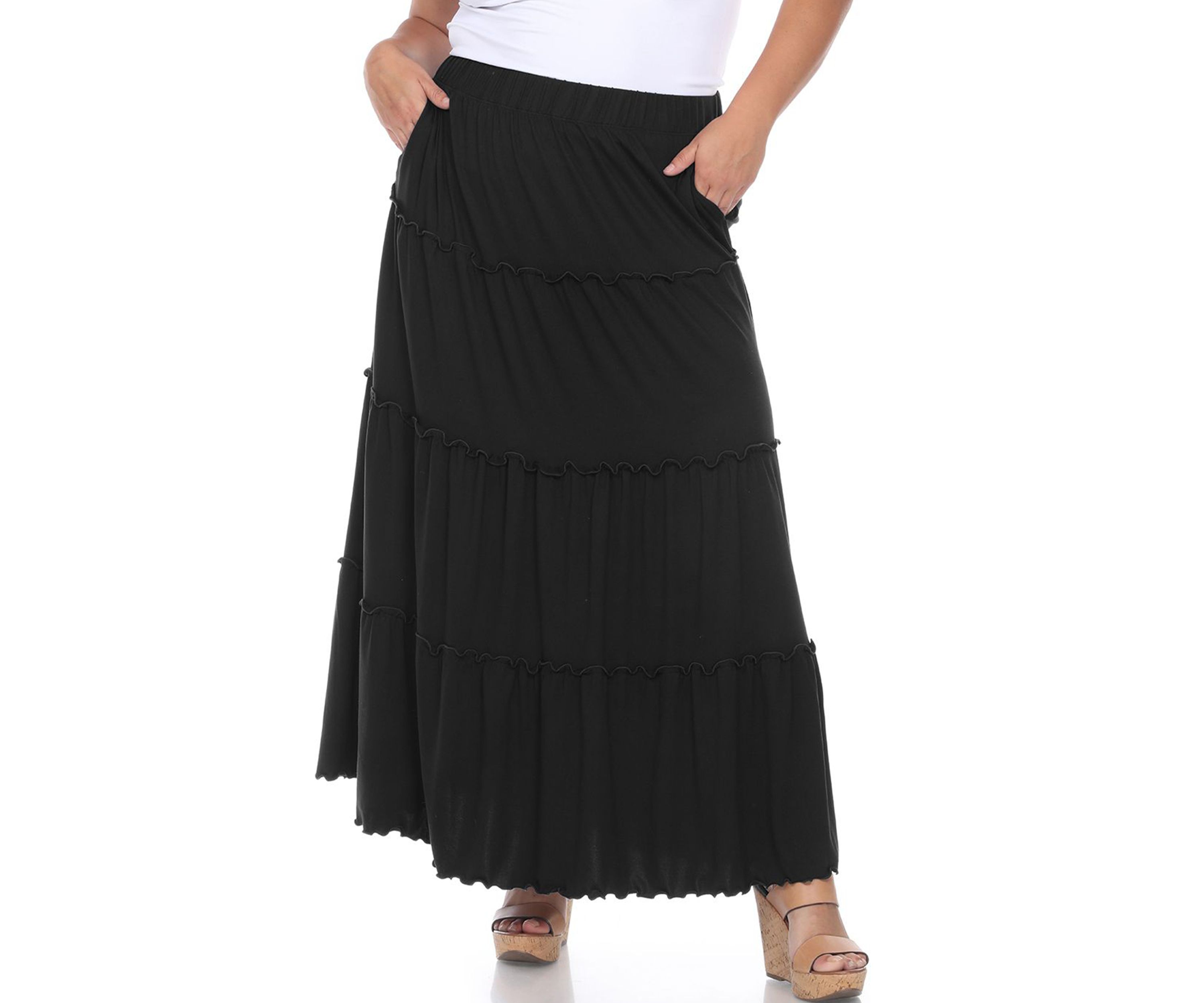 Plus Size Tiered Maxi Skirt