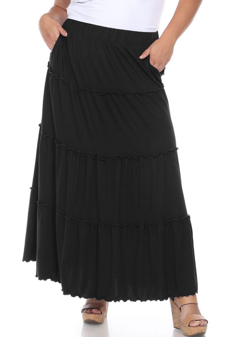Plus Size Tiered Maxi Skirt