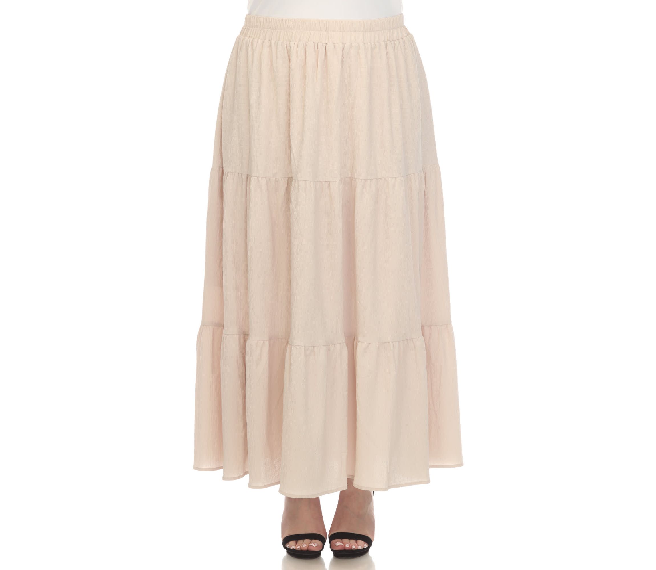 Plus Size Pleated Tiered Maxi Skirt