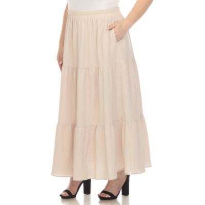 Plus Pleated Tiered Maxi Skirt