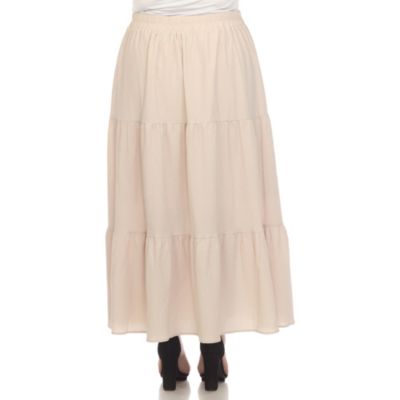 Plus Pleated Tiered Maxi Skirt