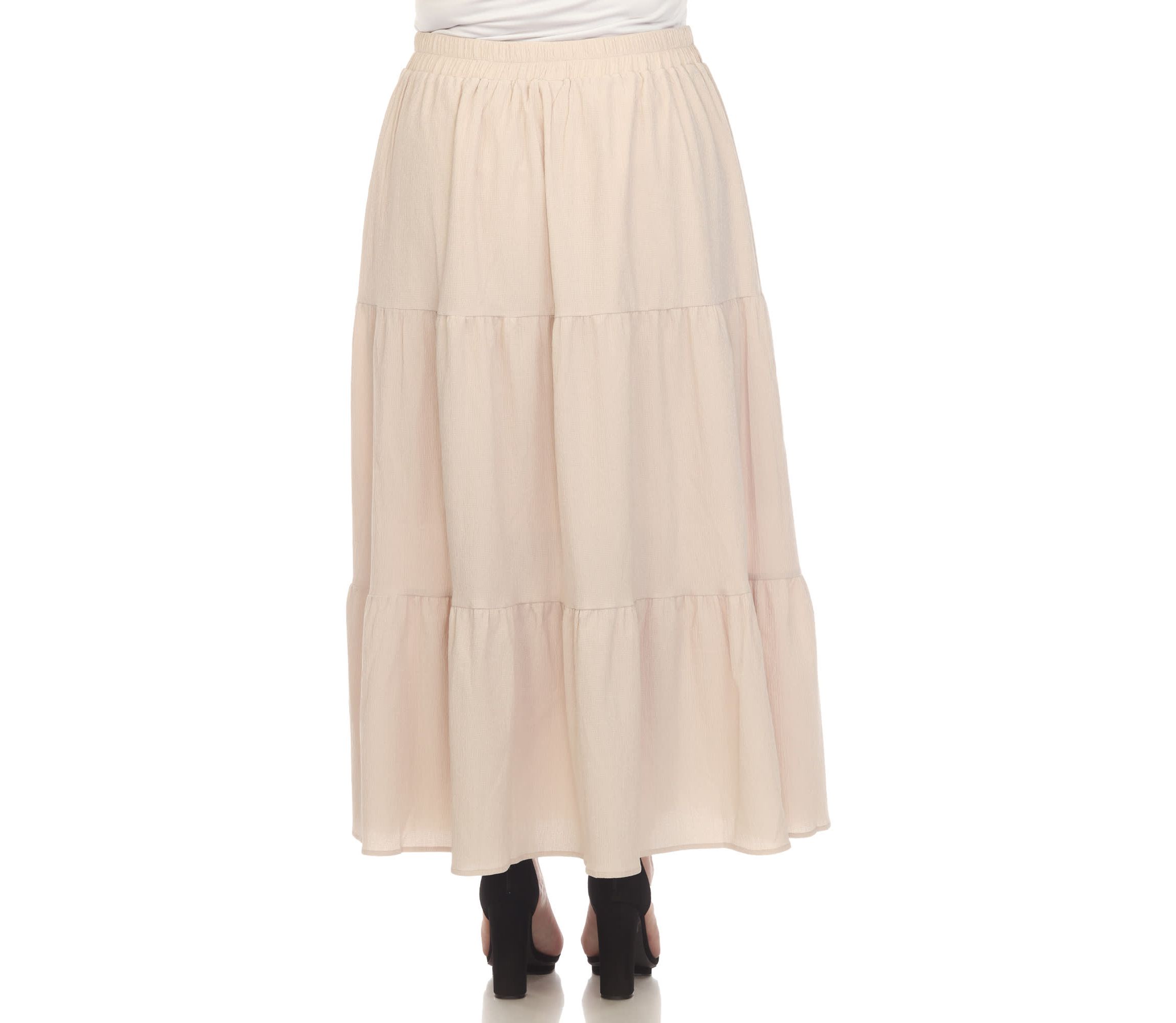 Plus Size Pleated Tiered Maxi Skirt