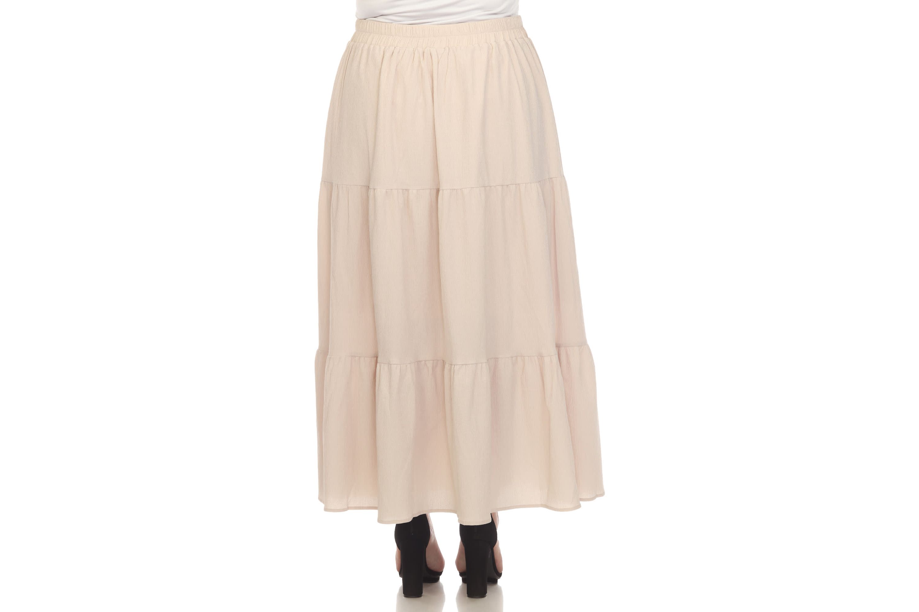 Plus Size Pleated Tiered Maxi Skirt