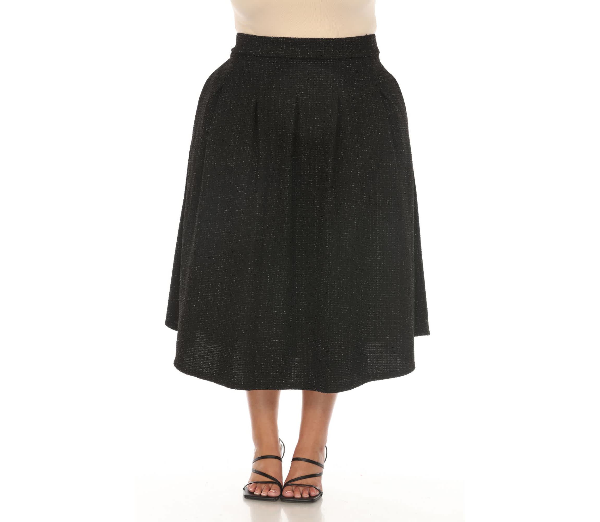 Plus Size Flared Tweed Skirt