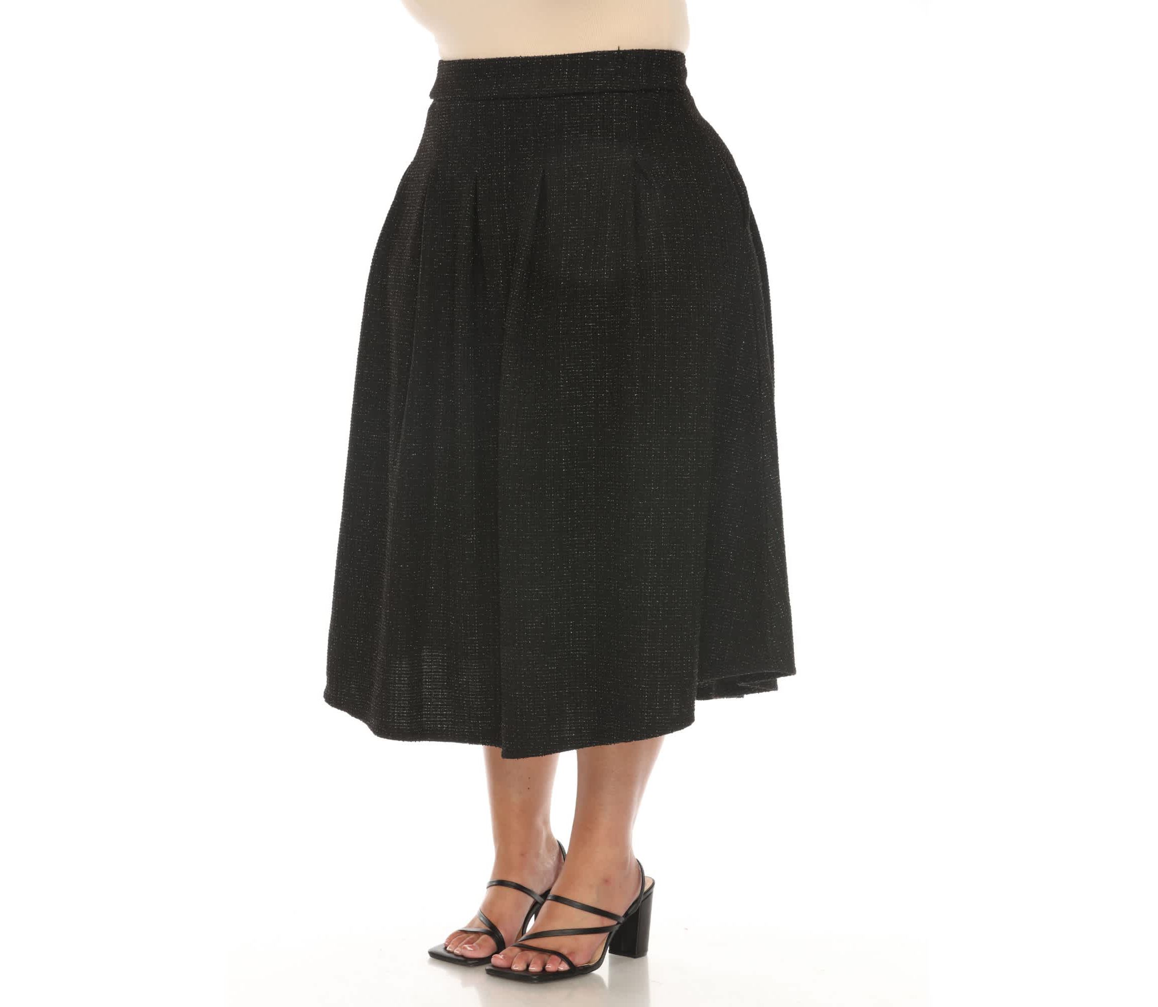 Plus Size Flared Tweed Skirt