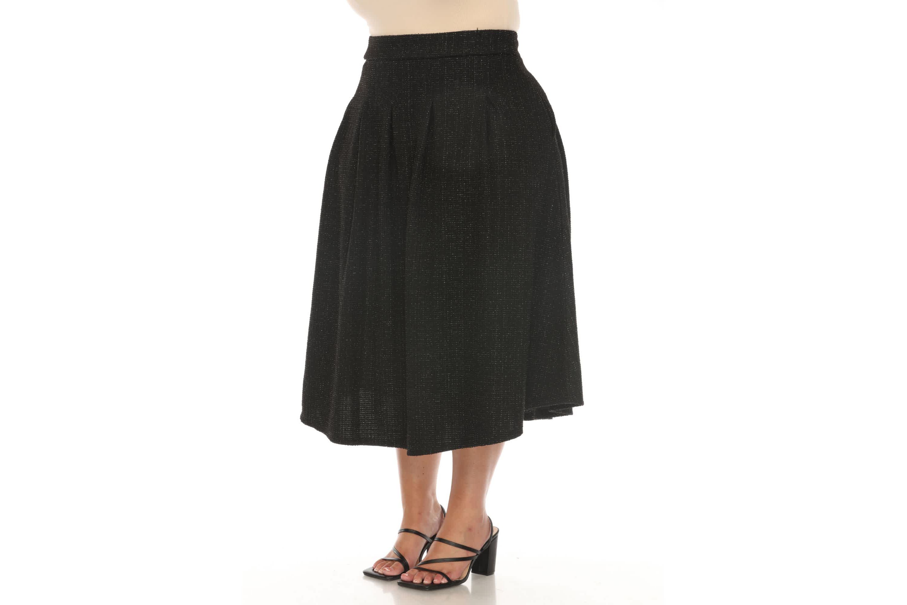 Plus Size Flared Tweed Skirt