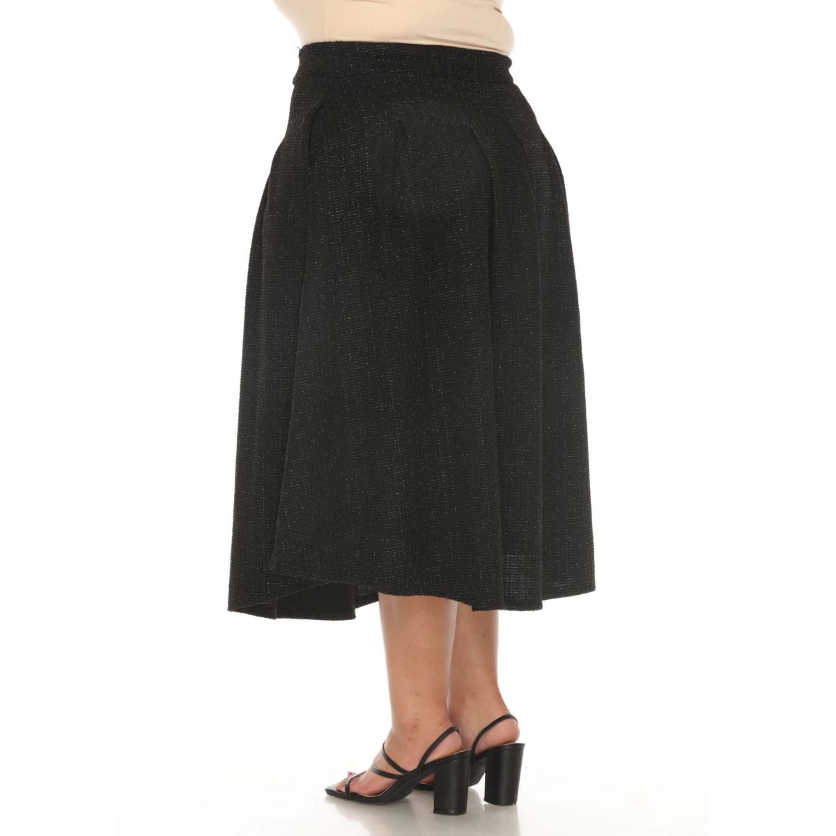 Plus Size Flared Tweed Skirt