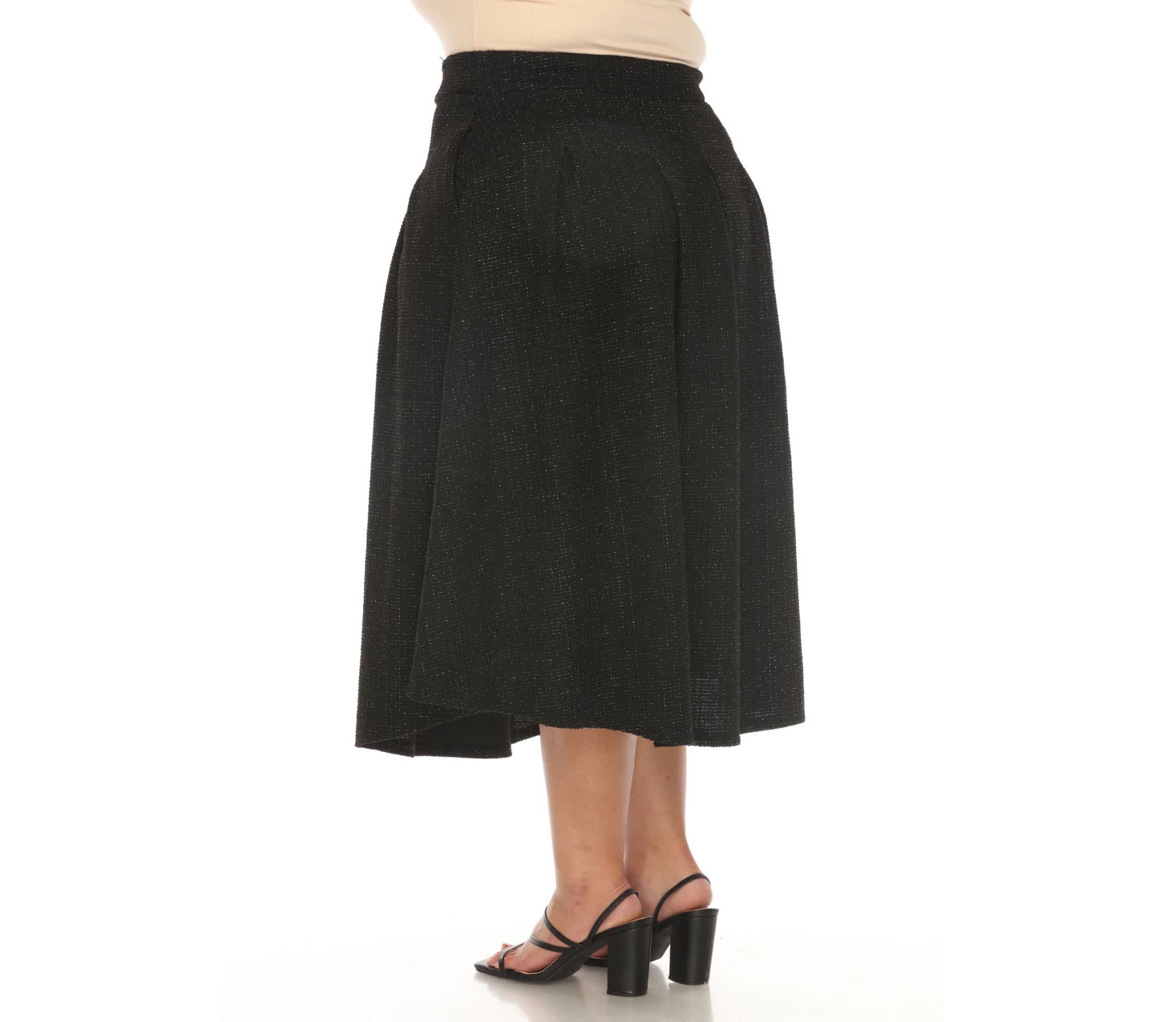 Plus Size Flared Tweed Skirt
