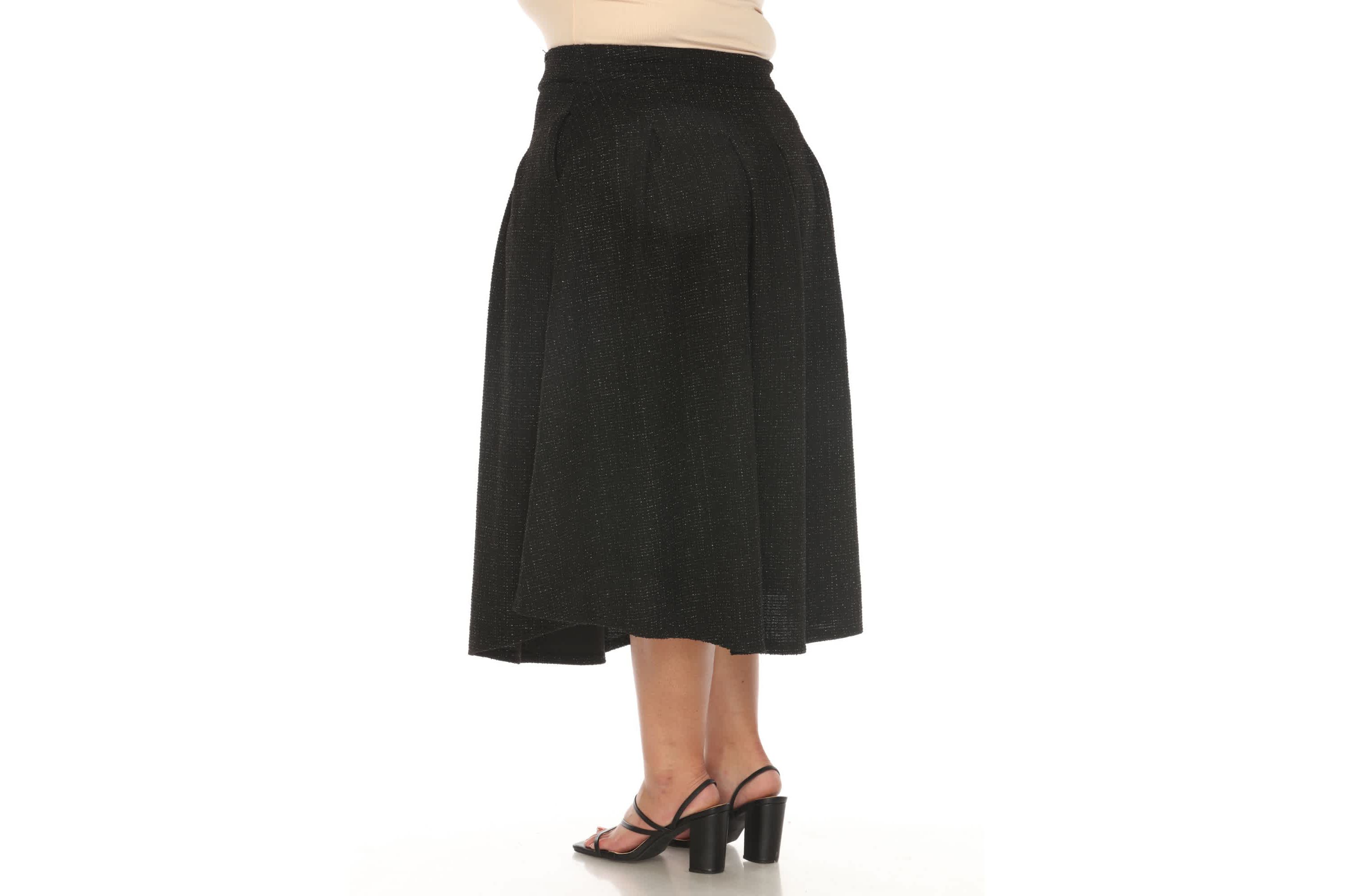 Plus Size Flared Tweed Skirt