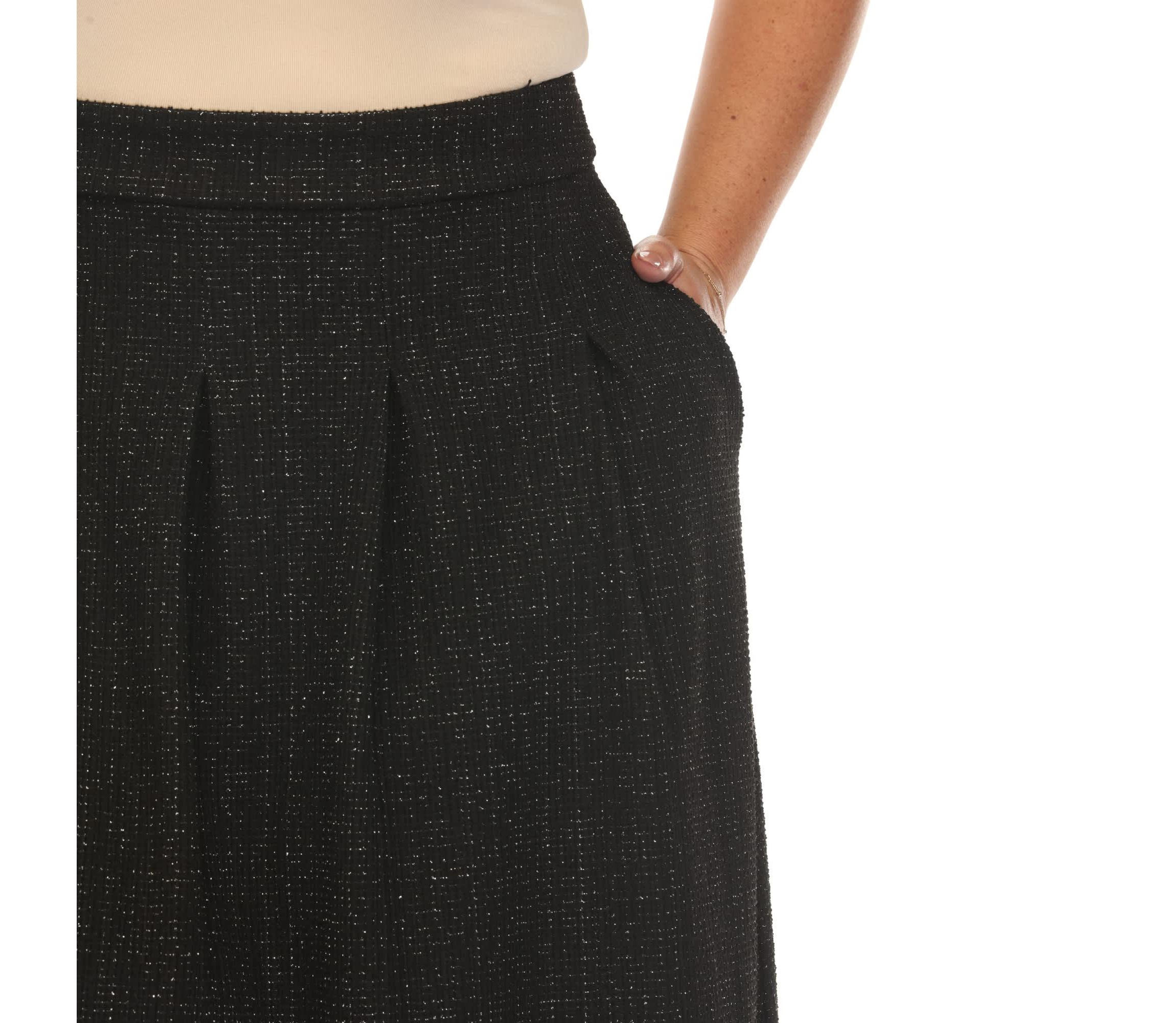Plus Size Flared Tweed Skirt