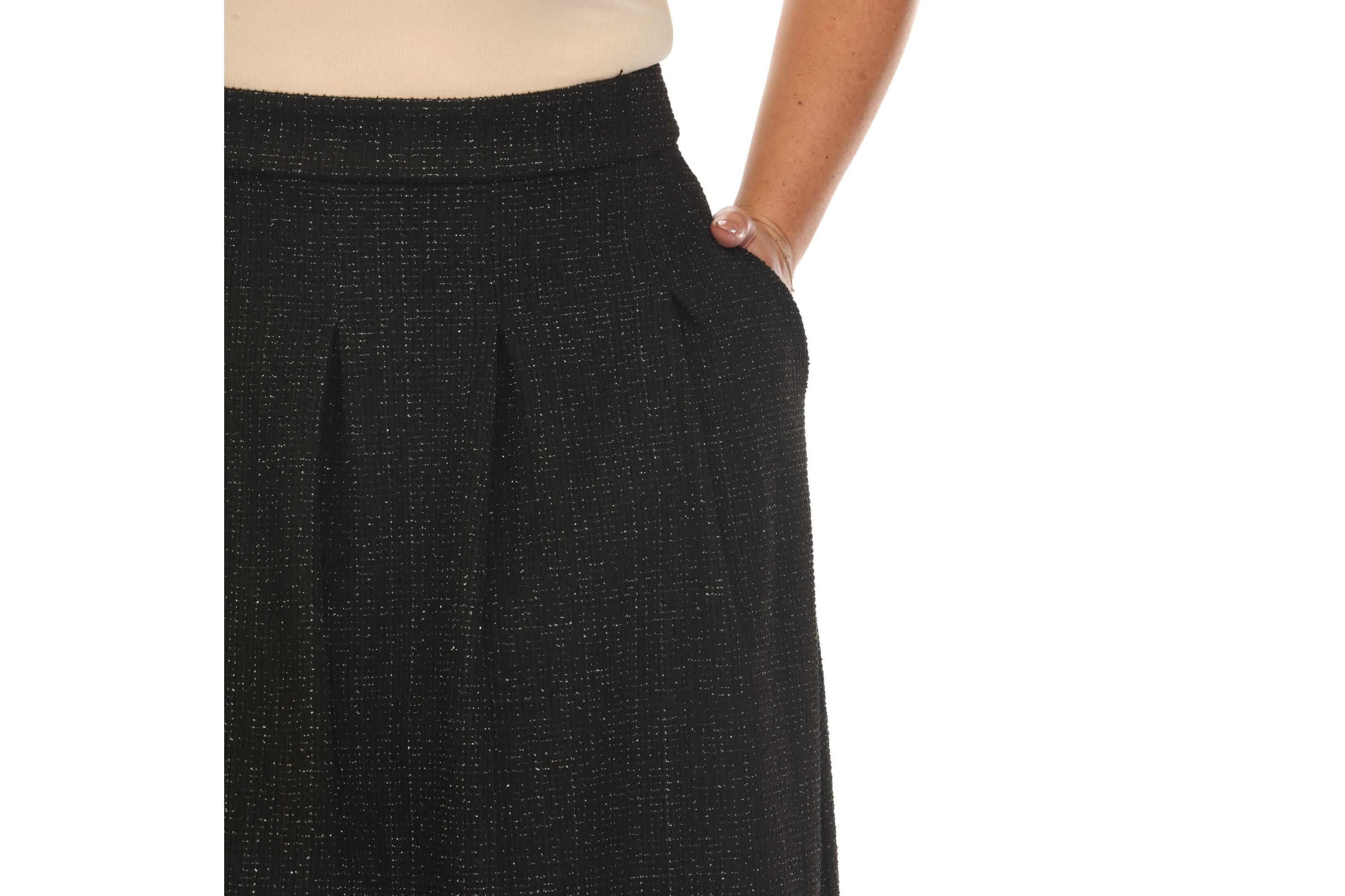 Plus Size Flared Tweed Skirt