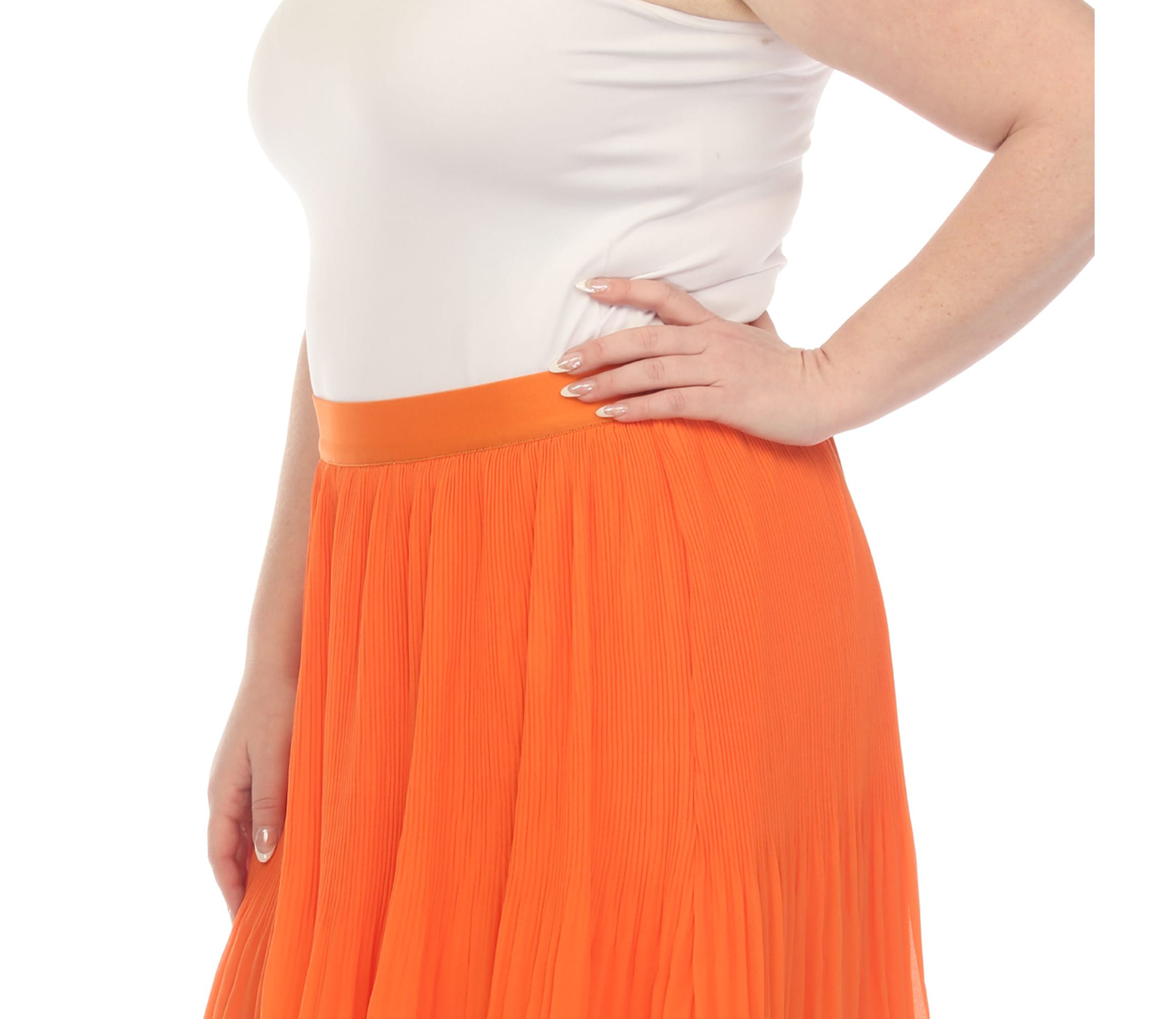 Plus Size Chiffon Midi Skirt
