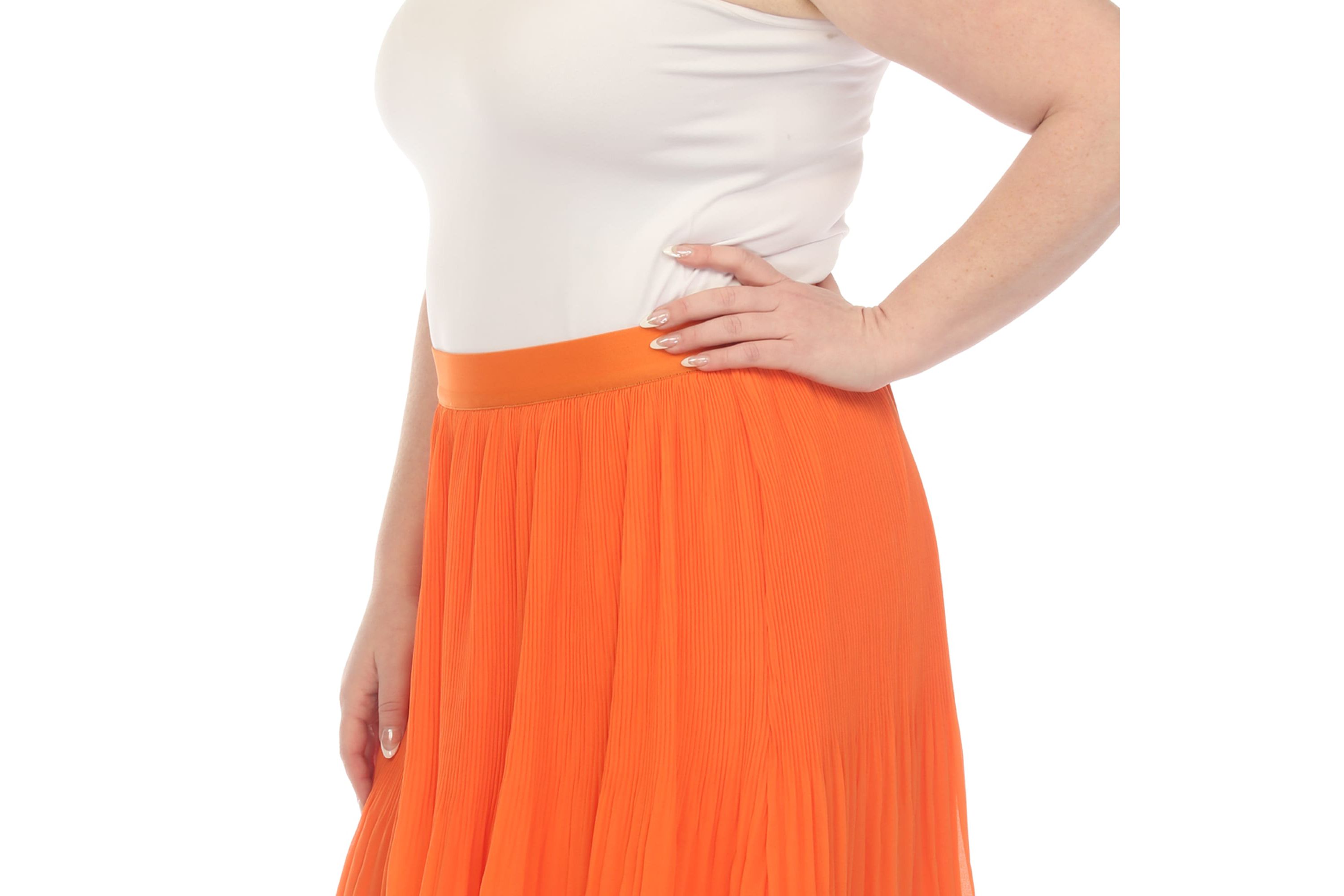 Plus Size Chiffon Midi Skirt