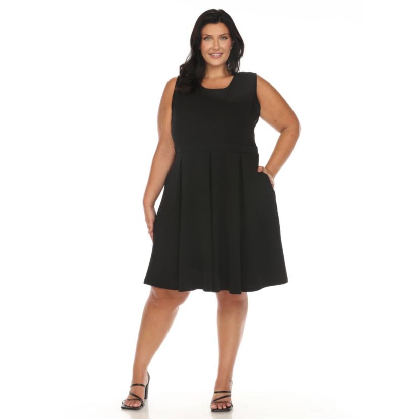 Plus Size Solid Fit and Flare Dress