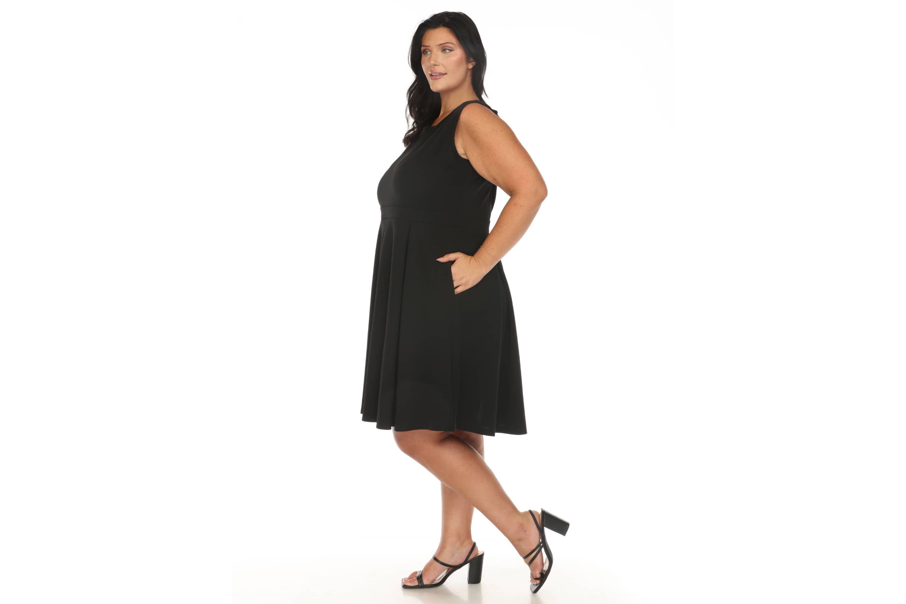 Plus Size Solid Fit and Flare Dress