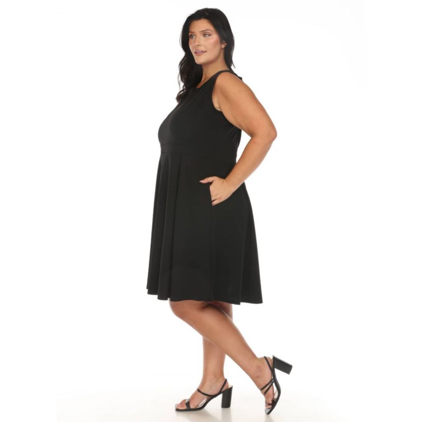 Plus Size Solid Fit and Flare Dress